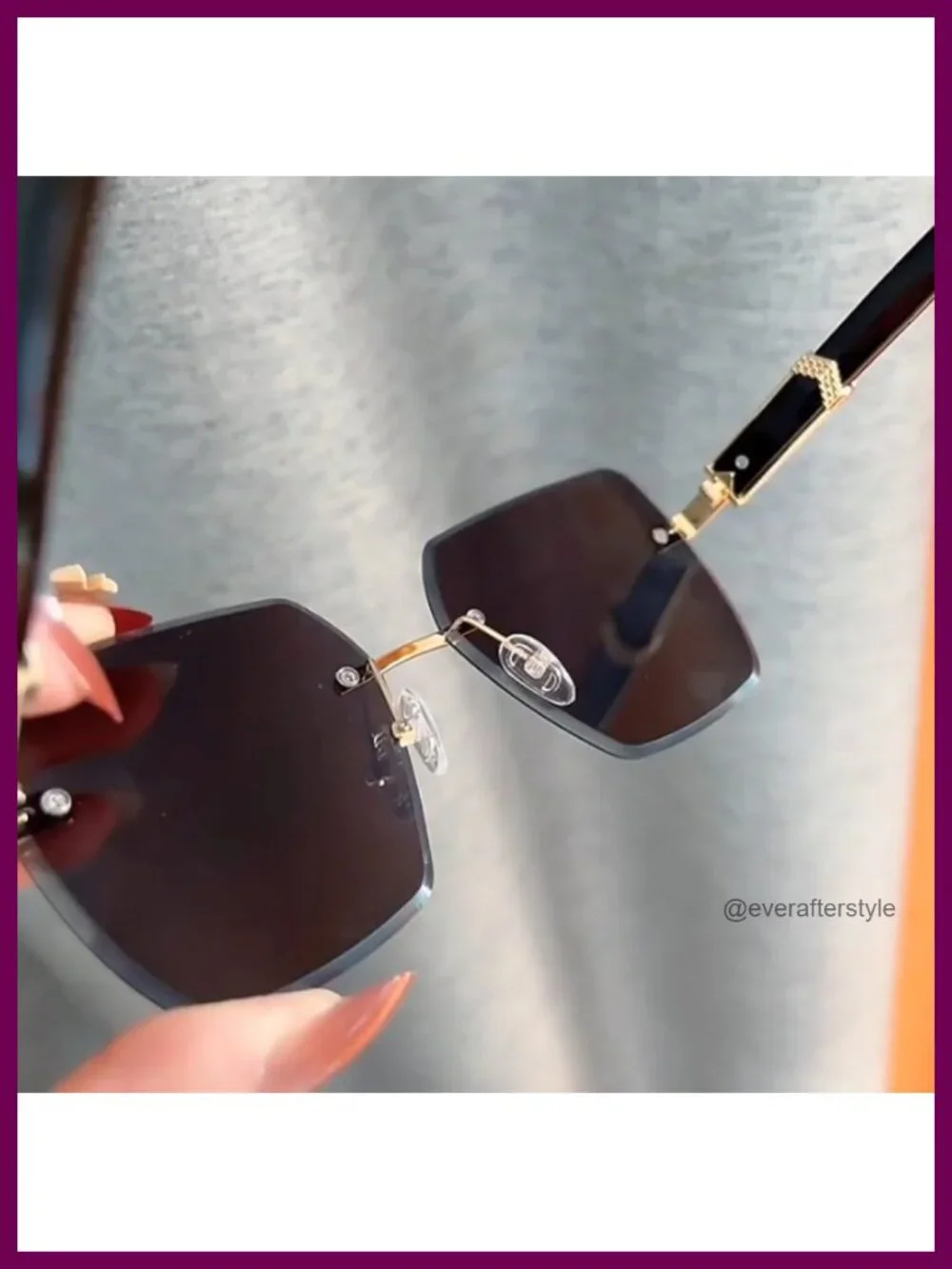 Women's Rimless Gradient Sunglasses HD Polarized UV400 Large Oval
